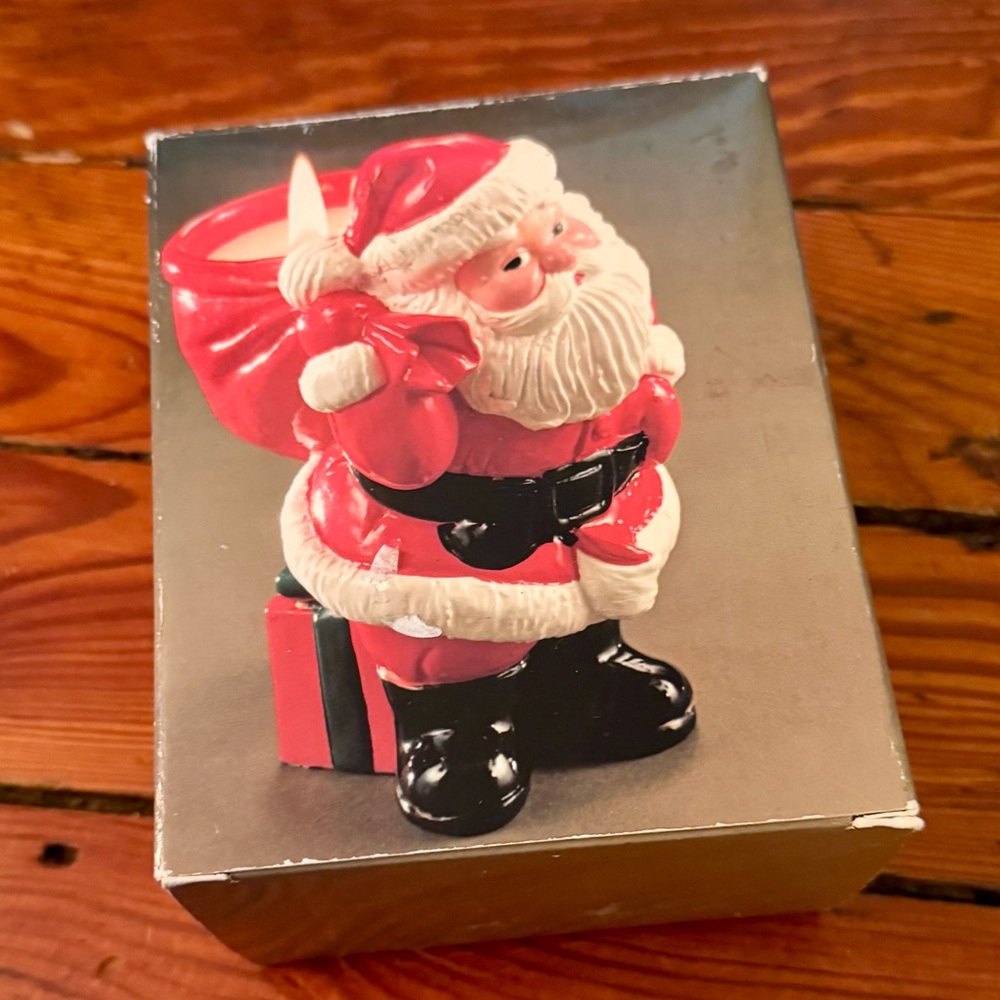 Vintage 1982 Avon Ho Ho Glow Santa Ceramic Candle Holder in Original Box Never U